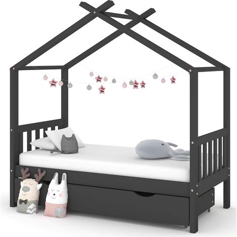 Estructura de cama infantil y cajón madera pino gris 80x160cm vidaXL