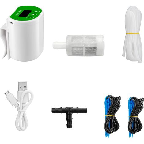 Kit D'irrigation Goutte A Goutte - Système Automatique Rechargeable USB - Pour Plantes D'intérieur Et Balcon - 2 M De Tube 8 Piquets - 1 Unité (1/5)