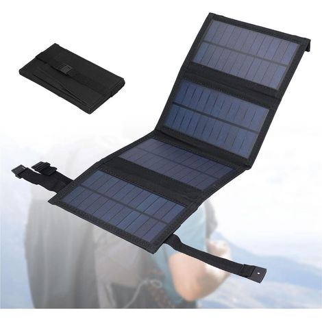 Ineasicer 20 W Panneaux Solaires Portables, Chargeur Solaire pour Telephone Pliable, étanche IP65, Sortie USB 5 V CC, Panneaux Dépliés 480 X 185 Mm (1/5)