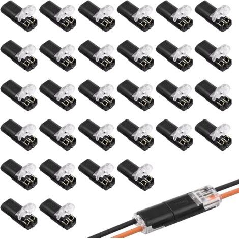 30PCS Connecteur Etanche 2 Fils,Connecteur Electrique Etanche 12v,Raccord Electrique Etanche,Connecteur Automobile,Adaptés aux Câbles 18-22 AWG, pour Éclairage LED et Électronique Automobile