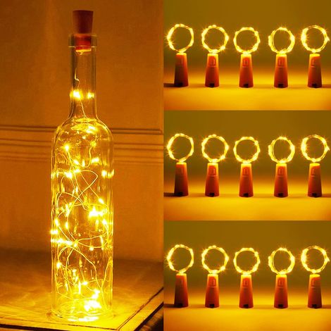 15 pièces LED Bouteille Lumières,LED Bouteille Guirlande,1M 10LEDs Bouteille Guirlande Lampes de Bouteille,Bouteille Guirlande Liège Lampes pour Mariage,Party,DIY,Noël,Blanc Chaud (1/5)