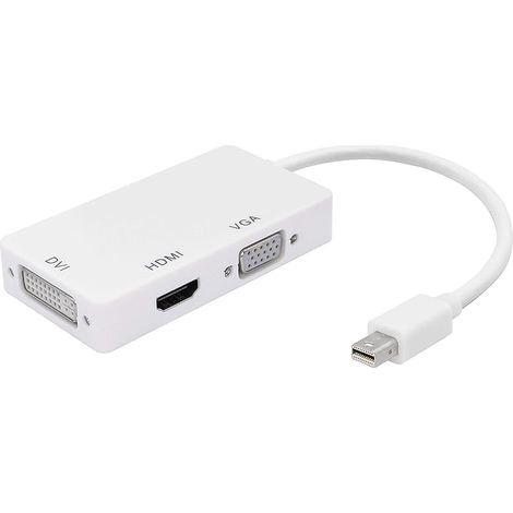 Adaptateur Mini DP 3-en-1 vers HDMI, DVI, VGA Convertisseur Mini Displayport 1.2 4K, Ports Thunderbolt et Thunderbolt 2 compatibles pour MacBook, PC, projecteur, Surface Pro (1/5)