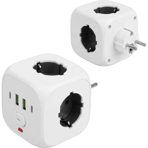 Toolight Multiprise Cube 7-en-1 Jnh019 White (1/5)