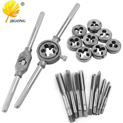 Jeu combiné de tarauds et filières multi-spécifications, clé à tarauder métrique manuelle, treuil manuel, outils de quincaillerie (1/5)
