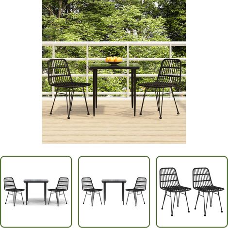 Salle à manger de jardin - Ensemble à manger de jardin 3 pcs Noir Résine tressée (1/5)