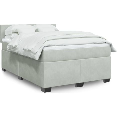 Boxspringbett mit Matratze Hellgrau 140x190 cm Samt