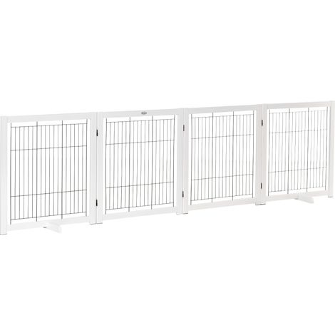Barrera de seguridad para perros de madera blanca 305 x 35,5 x 82 cm (1/5)