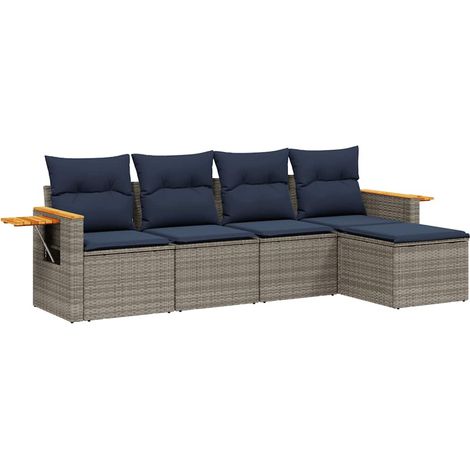 Maison Exclusive - 5-tlg. Garten-Sofagarnitur mit Kissen Grau Pol (1/5)