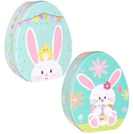 2 Piece Easter Candy Box, Rabbit Cookie Box, Candy Box with Lid, Easter Gift Box, Portable Cookie Box, Tinplate Cookie Box (1/3)