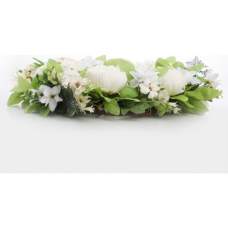 Couronne de porte d'entrée de 40 cm de diamètre, fleurs artificielles aux couleurs vives, couronne murale décorative (1/5)