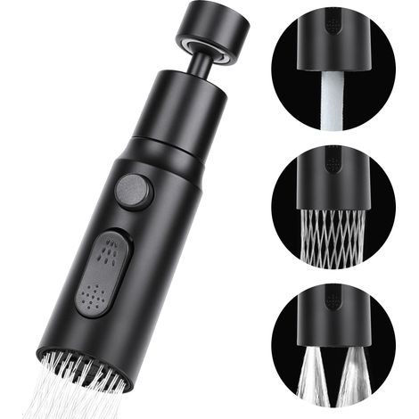 Evier Cuisine Robinet 360 Degres, 3 Modes Embout Robinet Cuisine avec Aerateur, Mitigeur Evier Cuisine Tete de Robinet Rotative, Adaptateur Robinet Universal Orientable(Noir) (1/4)