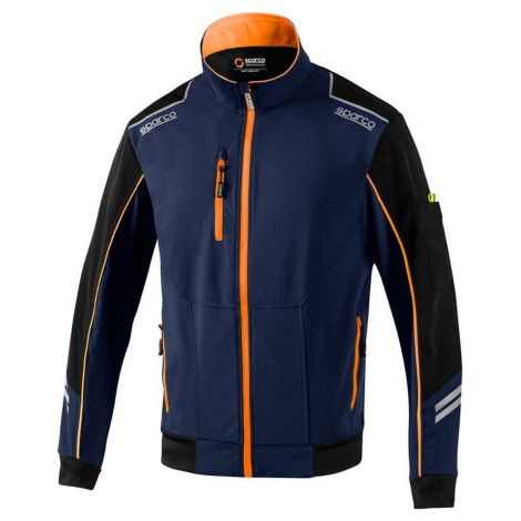 Sparco veste de travail Light Shell Tech Austin le'ge're taille XXXL en tissu technique de'perlant coupe vent multipoches respirante et de'tails re'fle'chissants bleu marine/orange fluorescent Blu mar