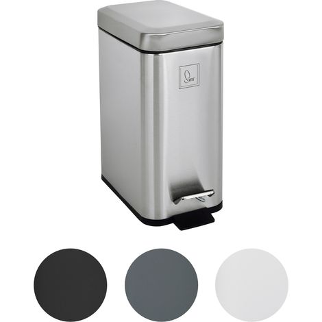 SVITA STM5 Poubelle à pédale 5l incl. seau intérieur Couvercle Softclose Argent (1/5)