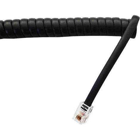 Rallonge téléphonique 4,5m 4 voies mâle-mâle mini Noir bouclé (1/3)