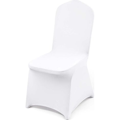 Universell Weiße Elegante Stuhl 10 STK Polyester Und Elasthan Spandex Stuhlhussen Stretch Stuhlüberzug Stuhlbezug Husse Stuhlschutz Elastisch Hochzeit Wedding Party Chair Covers (1/5)