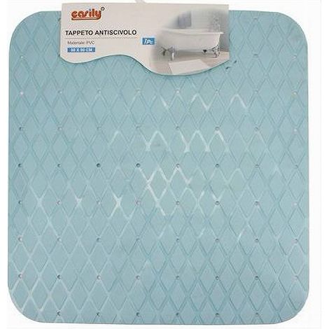 Trade Shop - Tappeto Tappetino In Pvc Antiscivolo Per Vasca Bagno Doccia 50x50cm 79730 Azzurro - (1/2)
