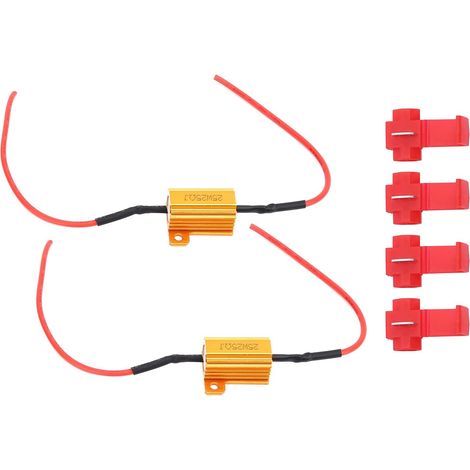 2 Pièces LED Décodeur avec 4 Boucles, 25W 25Ω Résistance de Avertissement Clignotant sans Erreur Annuleur pour Phare de Voiture Feux de Jour (1/5)