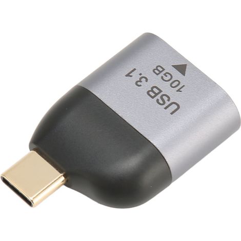 Adaptateur USB-C en alliage d'aluminium, transfert de données haute vitesse, charge rapide, convertisseur USB 3.1 vers Type-C 10 Gbit/s, adapté à la connexion de casques externes, de moniteurs et de g