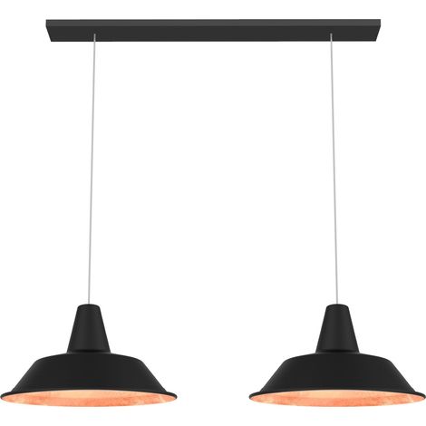 LUMICOM DUNA BINARIO Sospensione, 2XE27, max 42W, metallo, nero opaco/foglia rame, D.35cm (1/4)
