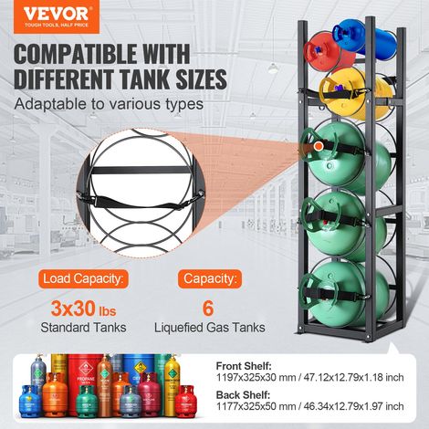 Rack Bouteille de Gaz, Capacité 3x13,6 kg et 3 Autres Petits, Support de Cylindre de Réfrigérant 32,5x33x119,7 cm, Rayonnage Stocka… (1/5)
