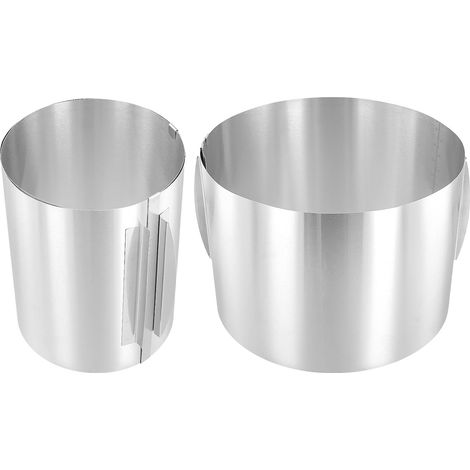 Set of 2 Adjustable Tart Circles from 16 to 30 cm, Height 20 cm, with Precise Measurement on the Inside, Stainless Steel, Pastry Circles, Cake Moulds (1/5)