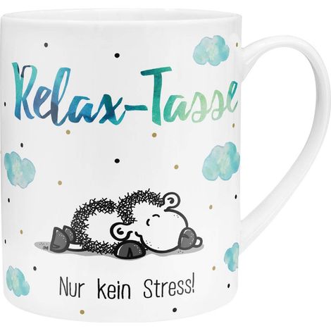 Tasse XL - Motif « Relax » - Grande tasse en porcelaine - 60 cl - Avec inscription en allemand - Cadeau pour petit ami, petite amie (1/5)