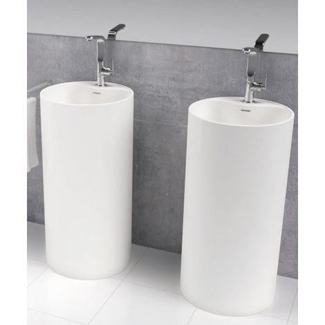 Vasque colonne moderne Vistabella - Blanc Ø45 cm (1/4)