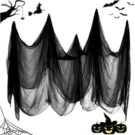 CCYKXA Halloween Scary Cloth 215×500cm, Black Scary Halloween Cloth, Outdoor Halloween Decoration, Large Halloween Decoration Gauze for Outdoor or Indoor (1/5)