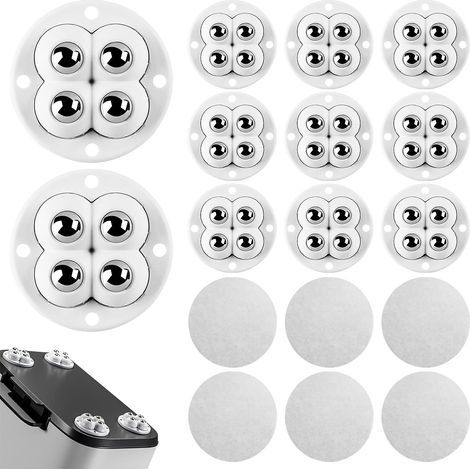 20 Mini Roulettes Pivotantes Autocollantes – 360° à Billes Acier, Petites Roulettes (1/5)