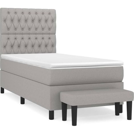 Maison Exclusive - Cama box spring con colchón tela gris claro 10