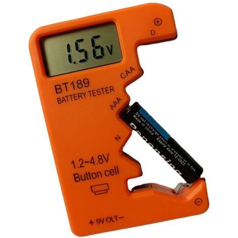 Testeur de Batterie, Testeur de Batterie Universel Petit Testeur de Batterie pour Batterie C, AA, AAA, D, N, 9V, 6F22 1.5V 3V Pile Bouton, Testeur de Batterie (Orange)