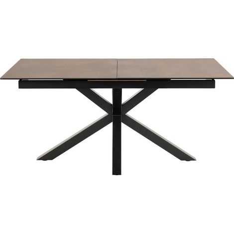 Hellin – Table extensible en céramique L168/210 – Allonge centrale automatique – Capacité 6 à 10 personnes – Piétement métal noir (1/5)