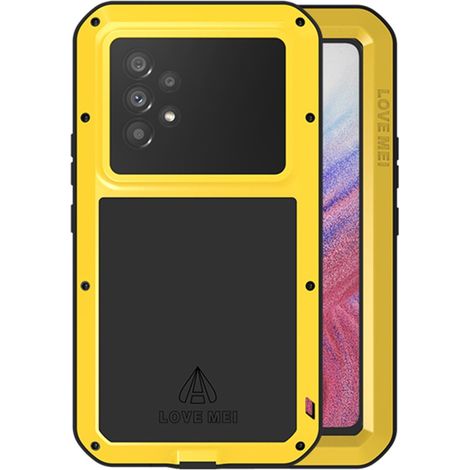 Coque Love Mei pour Samsung Galaxy A53 5G, renforcée avec du verre, jaune (1/5)