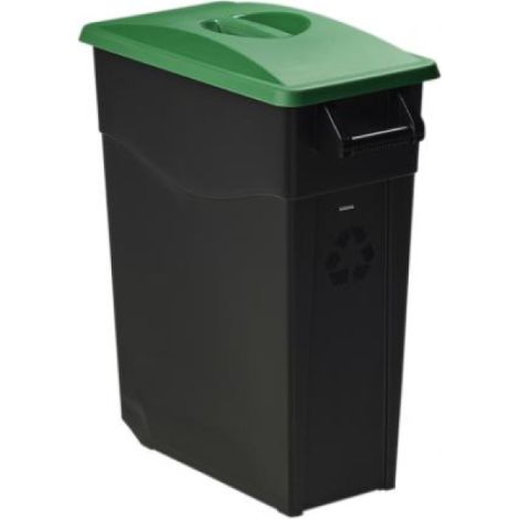 Poubelle de tri mobile Movatri - 65l - noir / vert (1/3)