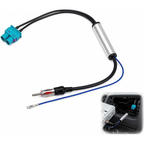 Amplificateur Antenne Autoradio Double Fakra, Câble 12V pour Signal FM, Adaptateur Antenne Autoradio Voiture avec Connecteur Radio pour Système Audio et Récepteur Stéréo (1/5)