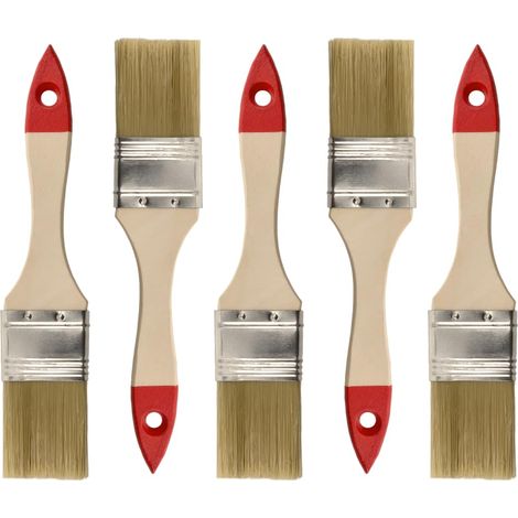 Lot de 5 Pinceaux Plats 1,5″ (env. 38 mm) Série 30 – Pinceaux à Vernis avec Poils Synthétiques Clairs – Manche en Bois Naturel – Virole en Acier (1/5)
