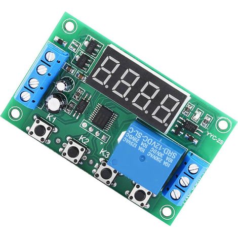 Module de commande d'automatisation avec relais de minuterie réglable et affichage LED (12 V)