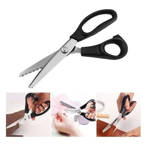 Ciseaux cranteurs tissu noir acier inoxydable coupe zigzag 5mm ergonomie pro couture artisanat (1/5)