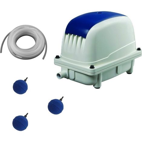 Set Aérateur Bassin Pompe à air 2700 l/h 3 boules diffuseur SILENCIEUX. Pour 5000 litres environ (1/5)