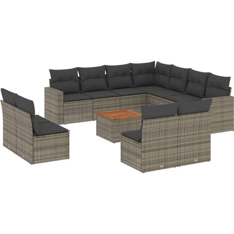 Maison Exclusive - Set Divani da Giardino 12 pz con Cuscini Grigio in Polyrattan (1/5)