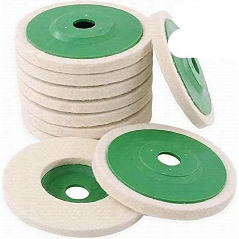 Lot de 10 disques de polissage en laine beige pour meuleuse d'angle, disque de polissage en feutre - Vert-DOU