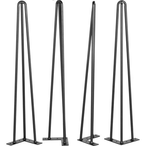 Schwarze Tischbeine aus Stahl, 66 cm, 4er-Set, je 100 kg Tragkraft, 3 Streben, für Bänke, Schreibtische, Beistelltische, Stühle, Kohlenstoffstahl, Selbstmontage (1/5)