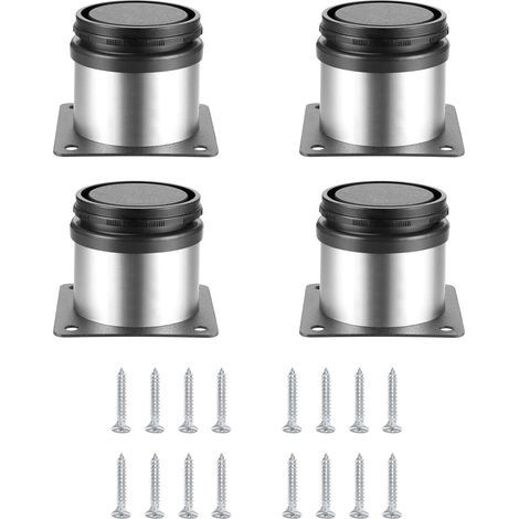 4 Pieces Adjustable Furniture Legs, Height Adjustable Metal Table Legs, Kitchen Furniture Legs, Stainless Steel Cabinet Shelves Table Legs, with Screws - 50x50 mm