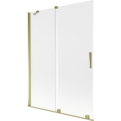 Mexen Velar Duschwand 2-flügelig verschiebbar 130 x 150 cm, Mattglas, Gold - 896-130-000-31-50 (1/2)