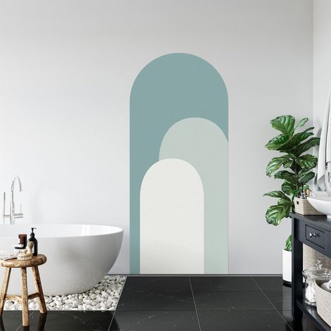 SIENTICE Bohemian Tall Arch Wandaufkleber 4-teiliges geometrisches Wandtattoo 40 cm x 180 cm für Wohnzimmer und Schlafzimmer Dunkelgrün