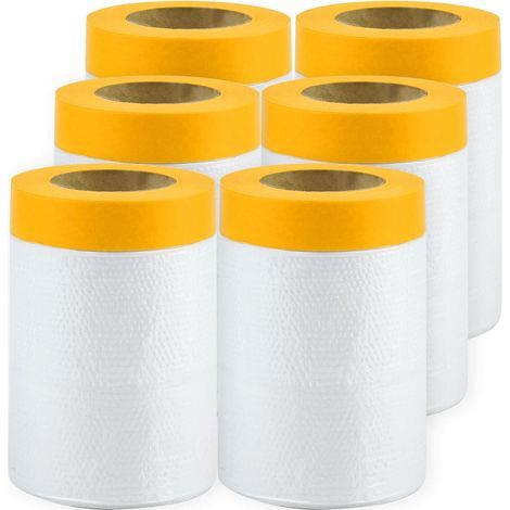 6 rollos de cinta de enmascarar, película de enmascarar, cinta adhesiva de enmascarar, tela protectora para pintura (55 cm x 20 m) (1/5)
