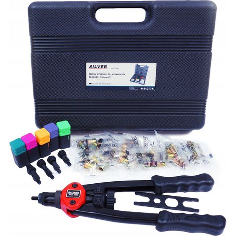 Pistola remachadora SilverTools S10563 M5-M12 + Juego de remaches (1/5)