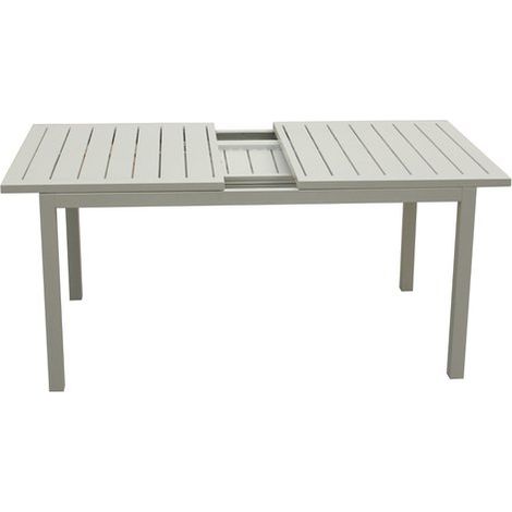 Amicasa Tavolo Allungabile Orion In Alluminio Con Piano A Doghe Bianco Cm 148/209x90