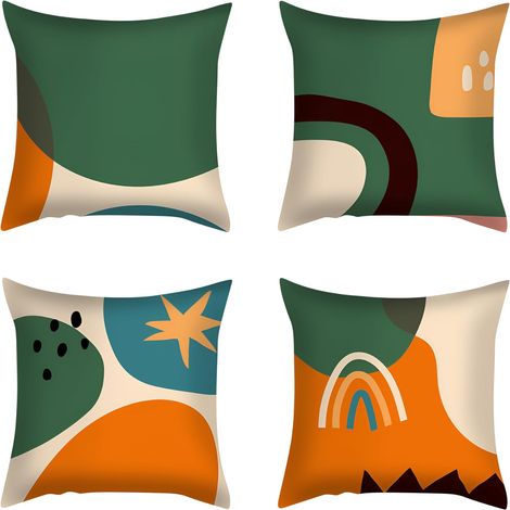 Lot de 4 Housses de Coussin 45x45 cm Décoratives en Lin, Taies d'Oreiller Carrées pour Canapé Lit Chambre Salon Maison, Housse Coussin Canapé Déco Intérieure Moderne, Fermeture Éclair Invisible Doux (1/5)