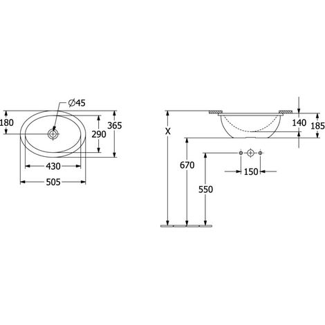 Villeroy & Boch 4A5300R7 Évier sous-plan Loop & Friends 430 x 290 mm ovale